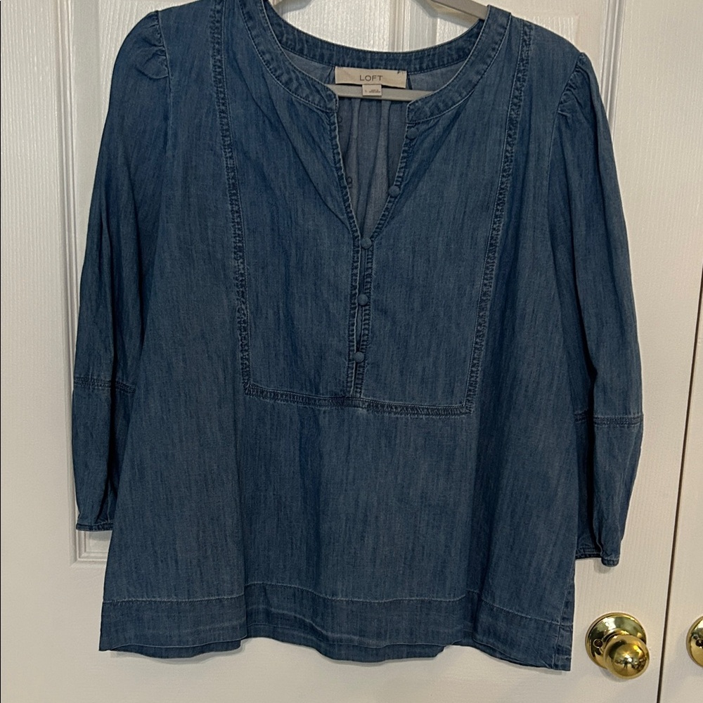 LOFT Blue Denim Blouse